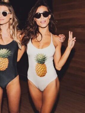 Monica Hansen Pineapple Tropical White Swimsuit One Piece